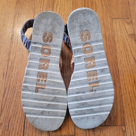 Sorel 7  ELLA II Ankle Strap Orange Grey Summer Sandals Flats - Picture 5 of 9